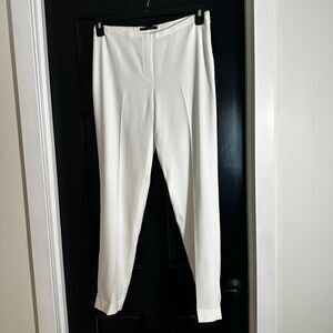 ELIE TAHARI White/Cream Dress Pants 4US Flat Front, Straight Leg, Side Zip